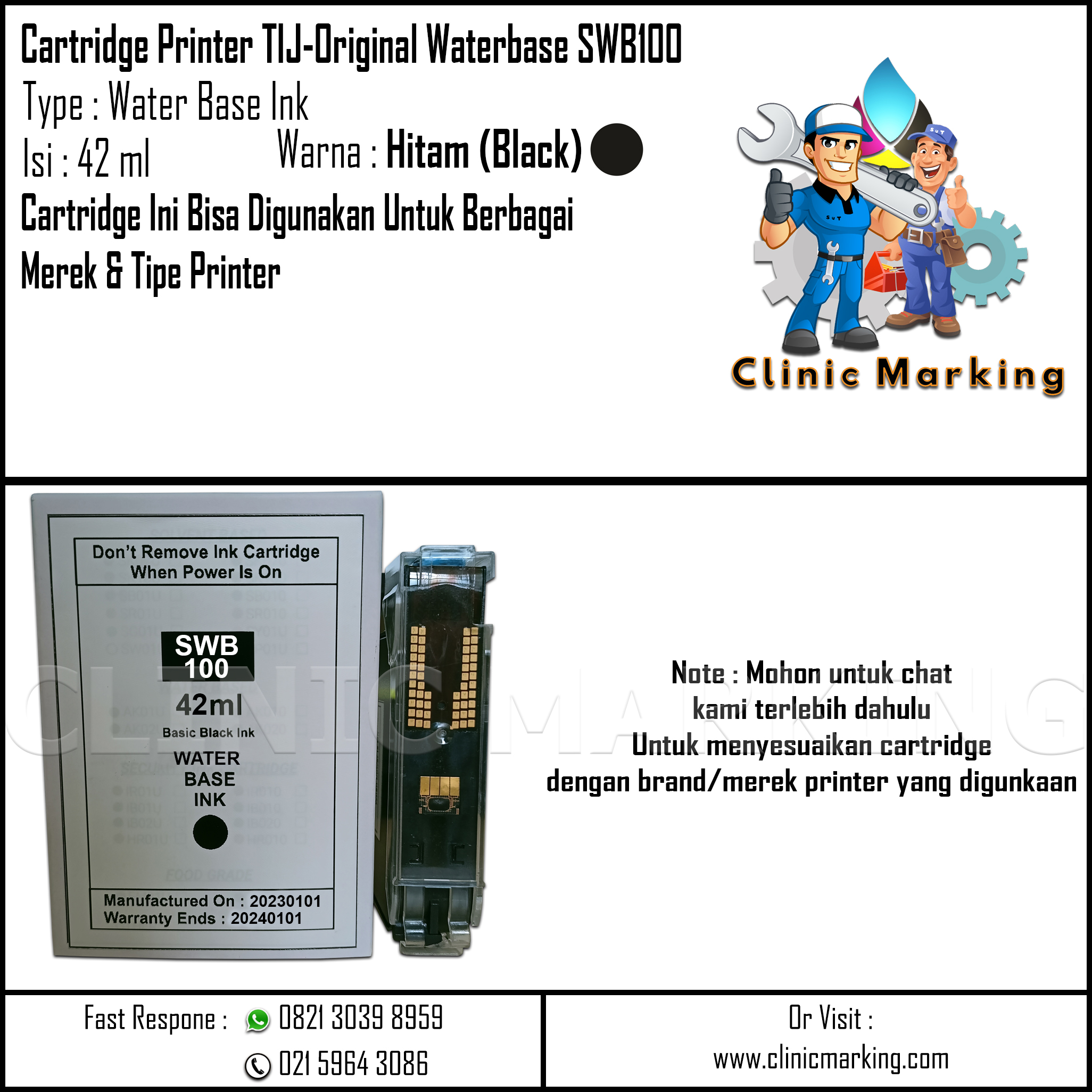 Ink Cartridge Waterbase SWB 100