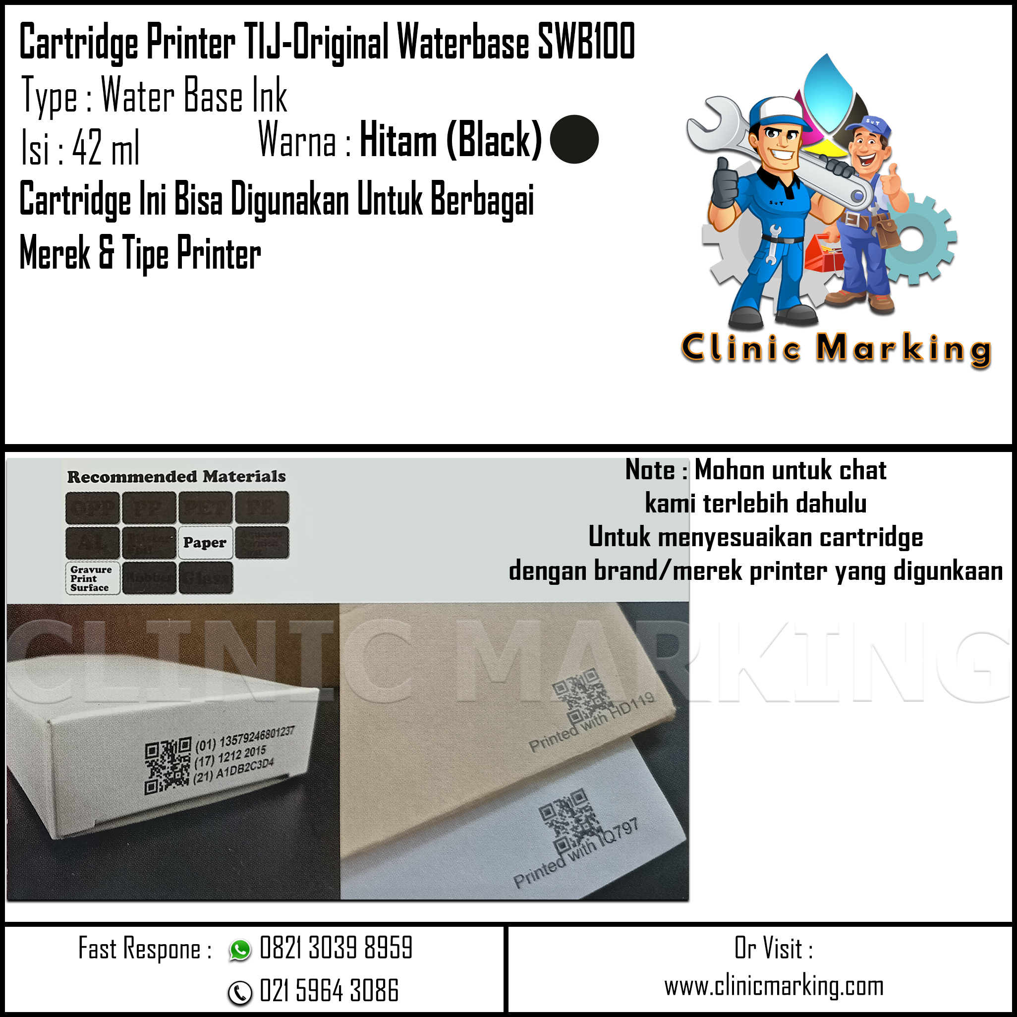 Ink Cartridge Waterbase SWB 100